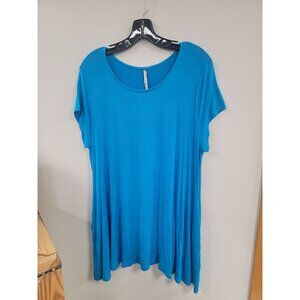 Womens 3XL Blue Short Sleeve Tunic Top With Pockets